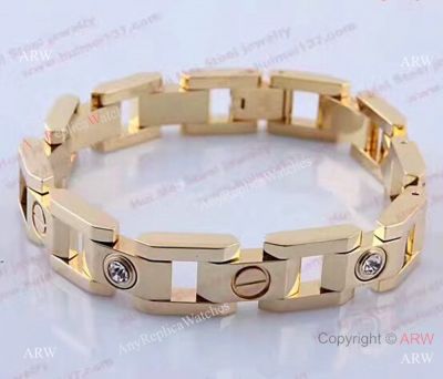 Santos de Cartier LARGE Bracelet - Yellow Gold with Diamonds